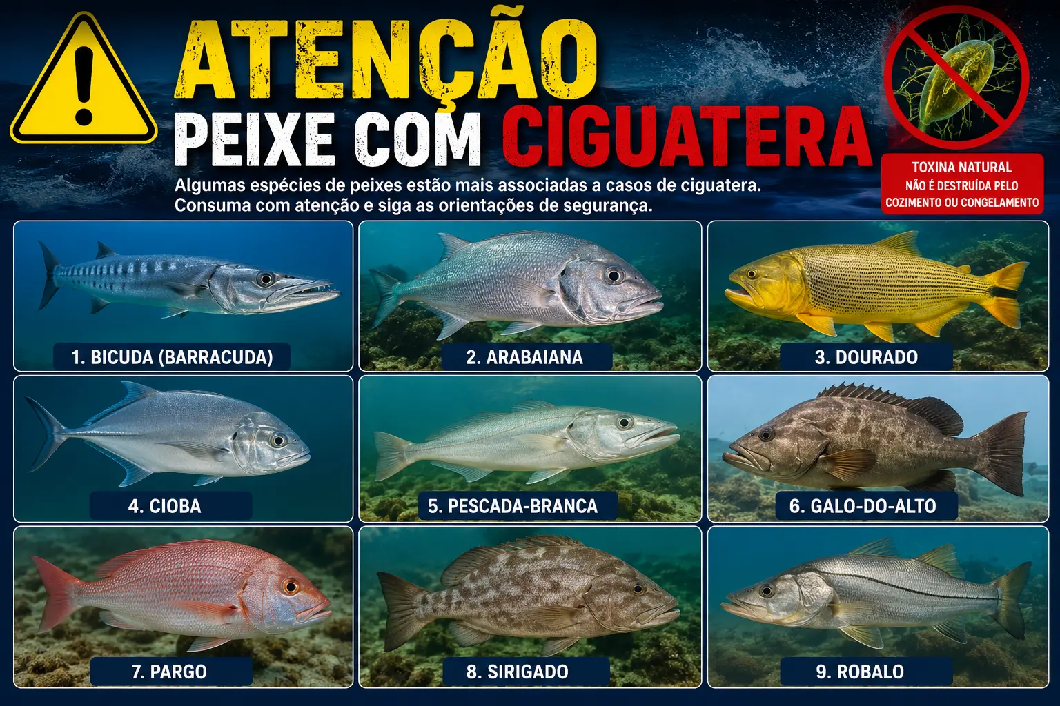 Secretaria de Saúde do RN alerta sobre casos de ciguatera e orienta população sobre o consumo seguro de peixes